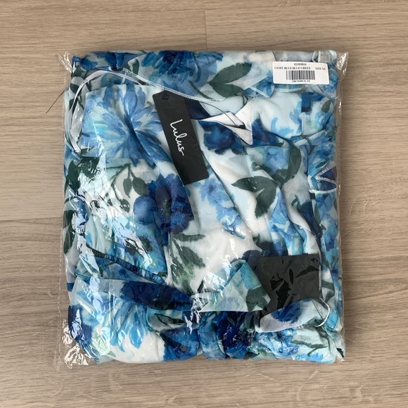 New Sz XS Lulus Such Sweetness Blue Floral Print Tiered Ruffled Midi Dress - Picture 5 of 5